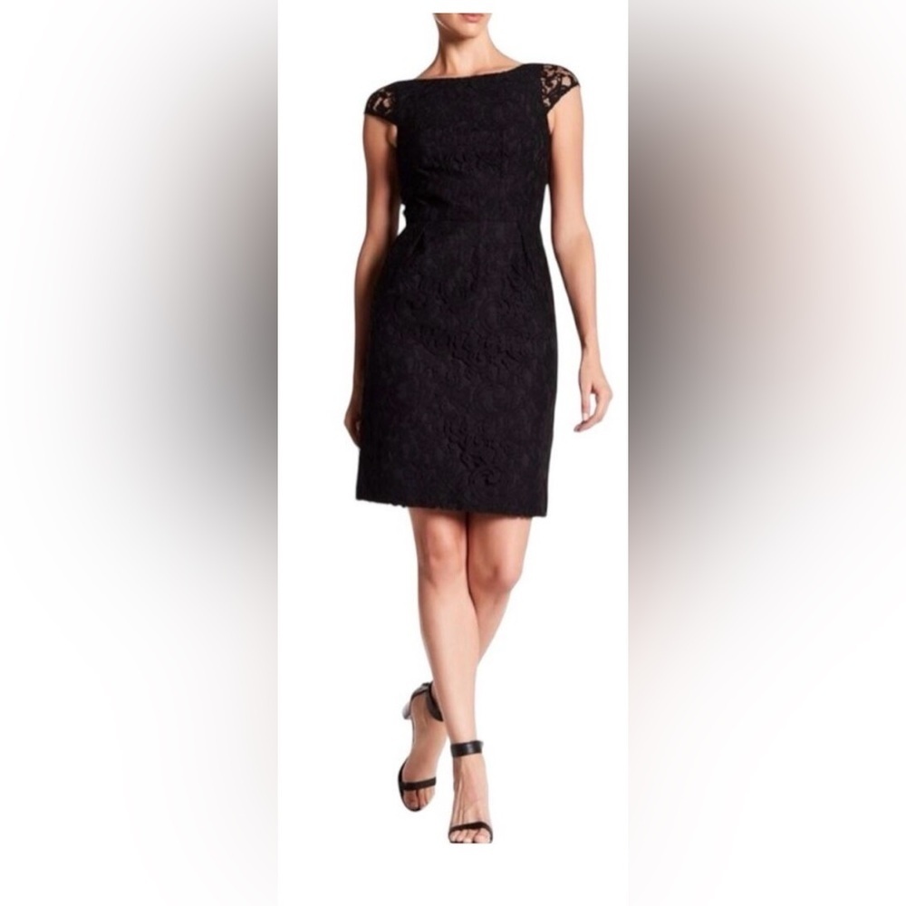 J. Crew Black Sheer Lace Sheath Dress Size 4